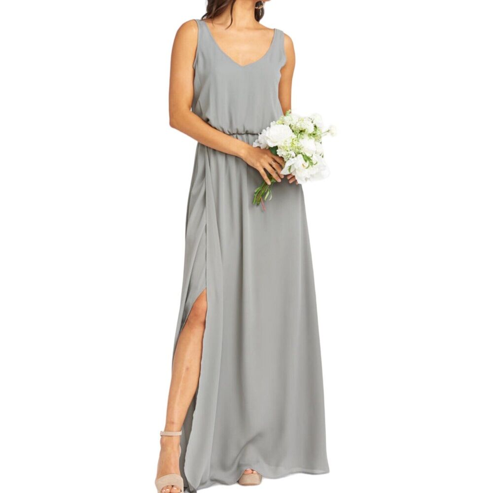 NWT Show Me Your Mumu Kendall Soft V-Back Maxi Dress Large Soft Charcoal Gray